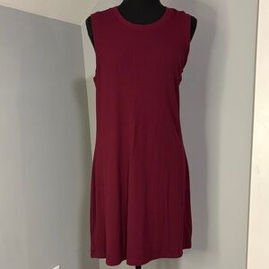 Anthropologie Another Love Burgundy Elevated Basic  Soft Rayon Ribbed Mini Dress